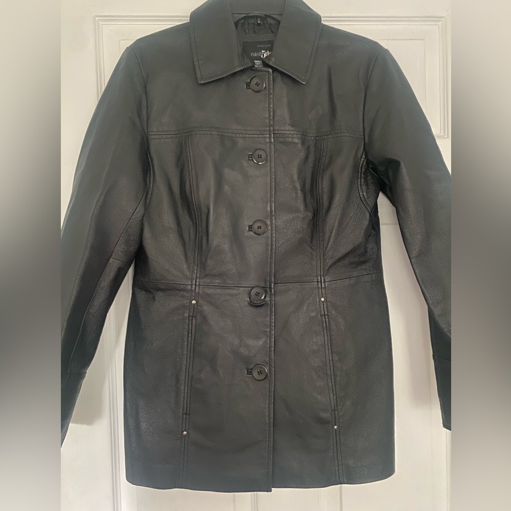 Black Leather Jacket - Button Down